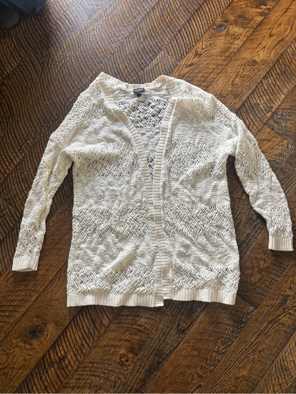 EUC — Torrid Cream Open-Knit Boyfriend Cardigan — size 1
